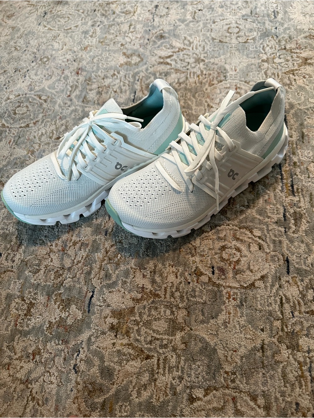 On Running Women's White with Mint Cloudswift Athletic Running Shoes - Picture 3 of 6